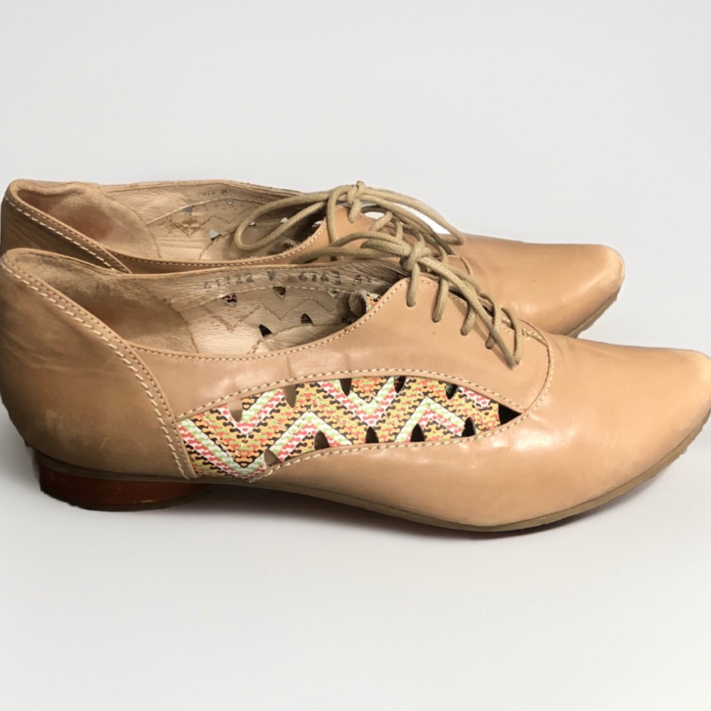 Fidji Leather Multicolor Lace Up Loafers. Size 10.5